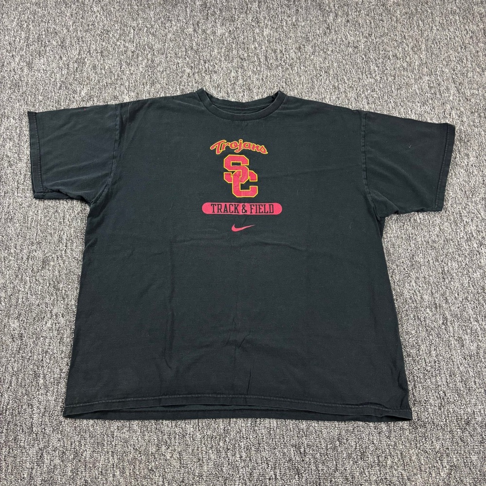 Y2K USC Trojans Center Swoosh Nike Track & Field T-Shirt Black XXL